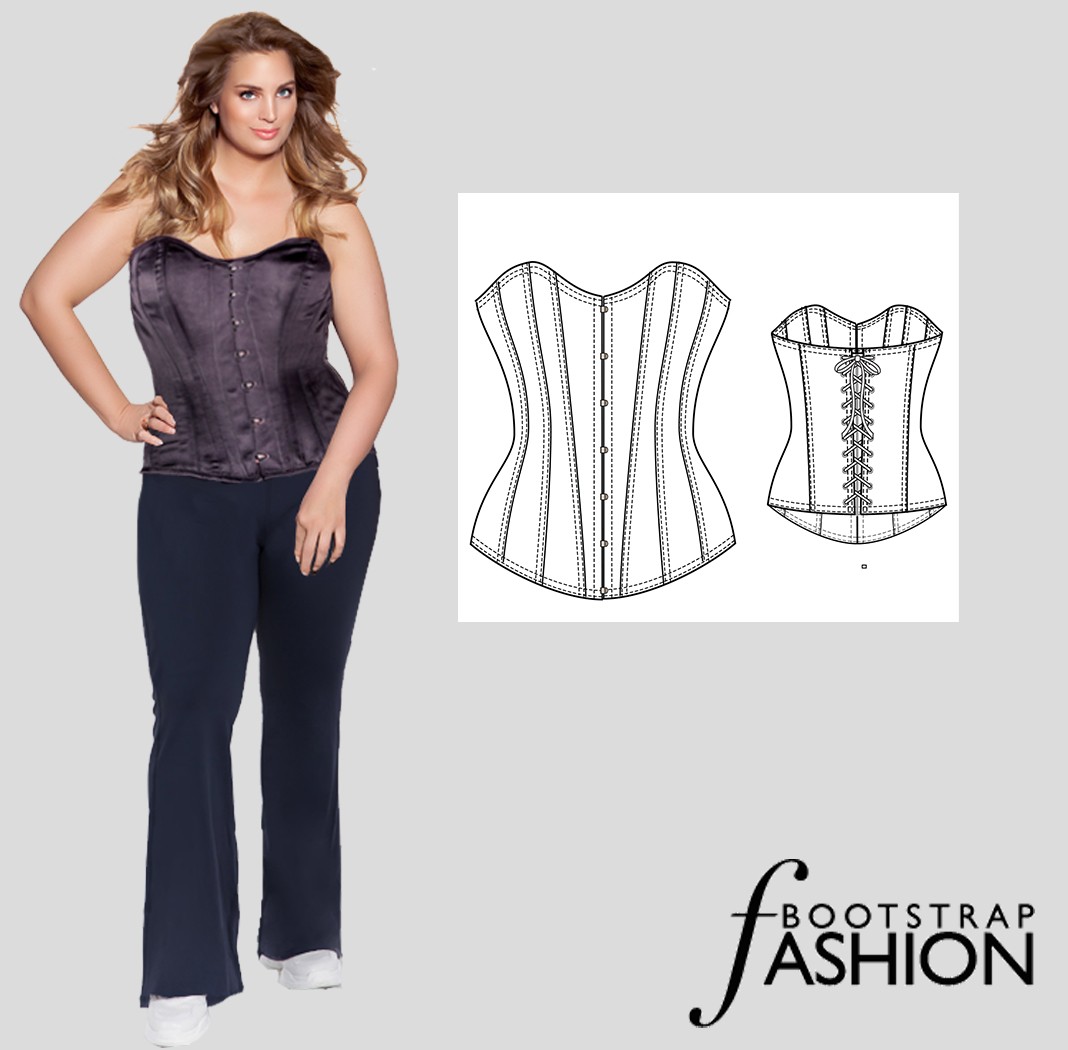 Corset style top sewing pattern. Custom Fit. Sewing Instructions