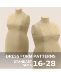 Instant PDF Download DIY Stuffed Dress Form Sewing Pattern in Standard Plus Sizes 16-28. 