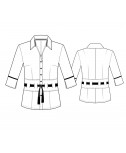 Custom-Fit Sewing Patterns - Tailored Button-Down Blouse with Tie