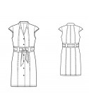 Custom-Fit Sewing Patterns -Buttonfront V-Neck Shirt Dress With Wide Belt