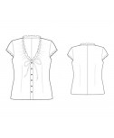Custom-Fit Sewing Patterns - Capped-Sleeved V-Neck Button-Down Blouse