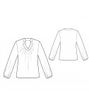 Custom-Fit Sewing Patterns - Long-Sleeved Blouse with Keyhole Neckline