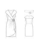 Custom-Fit Sewing Patterns - Wide Neck Shawl Collar Draped Skirt Dress