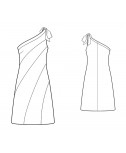 Custom-Fit Sewing Patterns - One Shoulder Color/Print Blocked Dress