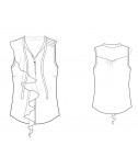 Custom-Fit Sewing Patterns - Sleeveless Blouse with Asymmetrical  Ruffle