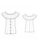 Custom-Fit Sewing Patterns - Button Front Carmen Blouse With Wide Ruffle