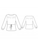 Custom-Fit Sewing Patterns - Boatneck Blouse With Bishop Sleeves And front Yoke