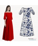 Custom-Fit Sewing Patterns - Off-Shoulder Dress With Raglan Sleeves
