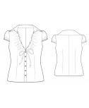 Custom-Fit Sewing Patterns - V-Neck, Ruffle-Front Blouse with Tie