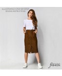 Button-Front Knee-Length Skirt, Custom Fit Sewing Pattern