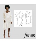 Long sleeve Asymmetrical Dress Custom Fit Sewing Patterns. Step-by-Step Sewing Instructions