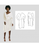 Long sleeve Asymmetrical Dress Custom Fit Sewing Patterns. Step-by-Step Sewing Instructions