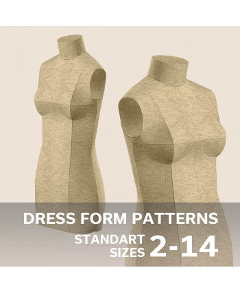 Instant PDF Download DIY Stuffed Dress Form in Standard Sizes 2-14 Sewing Patterns in Letter Format.