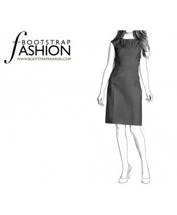 Custom-Fit Sewing Patterns - Boatneck Dress With Curved Seams and Pleats
