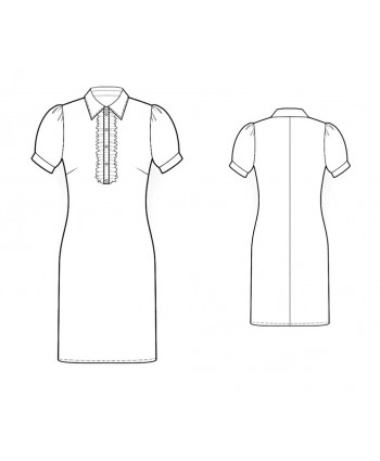 Custom-Fit Sewing Patterns - Shirt Collar Dress With Front Ruffle Closure
