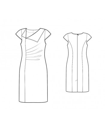 Custom-Fit Sewing Patterns - Draped Sheath Asymmetrical Neckline With Lapel Detail