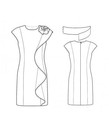 Custom-Fit Sewing Patterns - Side Ruffle Jewel Neck Sheath With Removable Belt