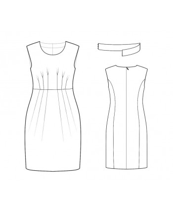 Custom-Fit Sewing Patterns - Scoop Neck Pleated Waistline And Removable Belt