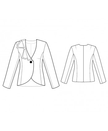 Custom-Fit Sewing Patterns - No-Lapel One-Button Jacket with Ruffle