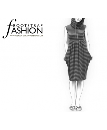 Custom-Fit Sewing Patterns - Knit Sleeveless Hoodie Dress