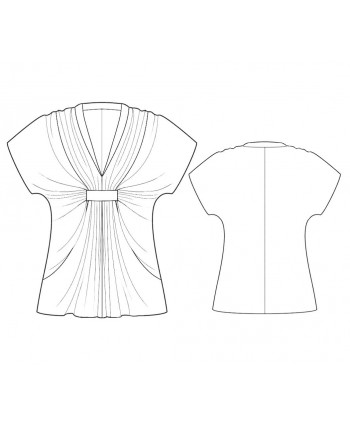 Custom-Fit Sewing Patterns - Drop Sleeve Draped-Neck Blouse