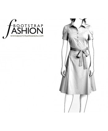 Custom-Fit Sewing Patterns - Puff Sleeves Shirt Dress