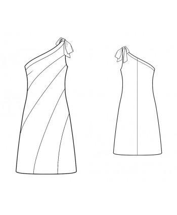 Custom-Fit Sewing Patterns - One Shoulder Color/Print Blocked Dress