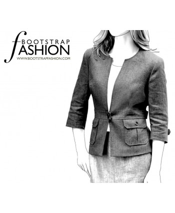 Custom-Fit Sewing Patterns - Collarless Belted Casual Jacket