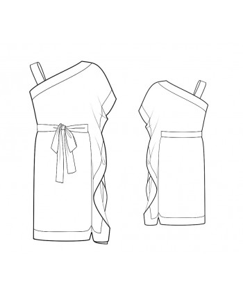 Custom-Fit Sewing Patterns - One Shoulder Draped Sleeve Dress