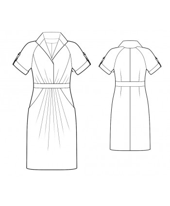 Custom-Fit Sewing Patterns - Raglan Sleeves Draped Shirt Dress