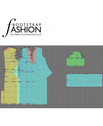 Custom-Fit Sewing Patterns - Split Neck Ruffle Sleeves Dress
