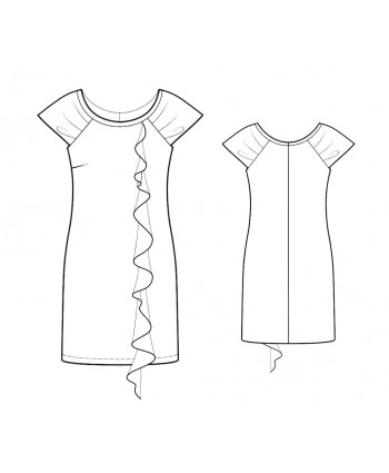 Custom-Fit Sewing Patterns - Wide Scoop Neck Cascading Front Knit Dress