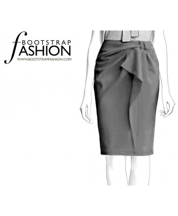 Custom-Fit Sewing Patterns - Structured Ruffle Front Pencil Skirt