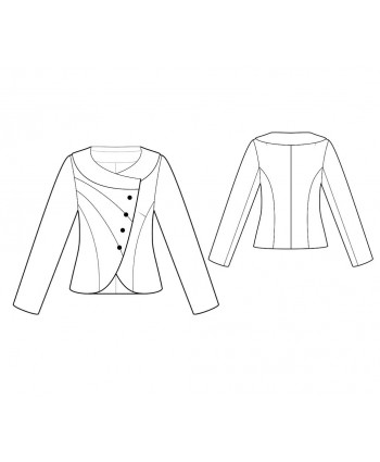 Custom-Fit Sewing Patterns - Round-Neck Asymmetrical Front Jacket