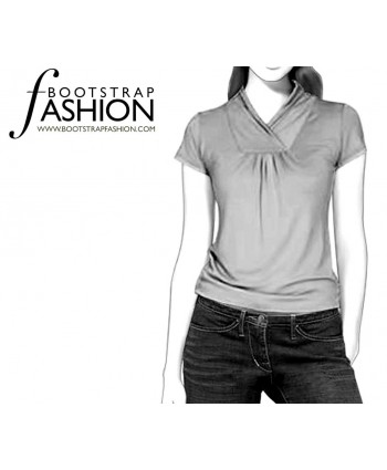 Custom-Fit Sewing Patterns - Short-Sleeved Cowl-Neck Blouse