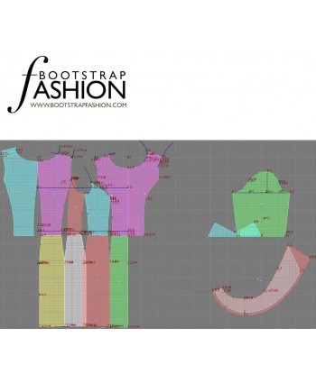 Custom-Fit Sewing Patterns - Princess Seams Asymmetrcal Collar Dress
