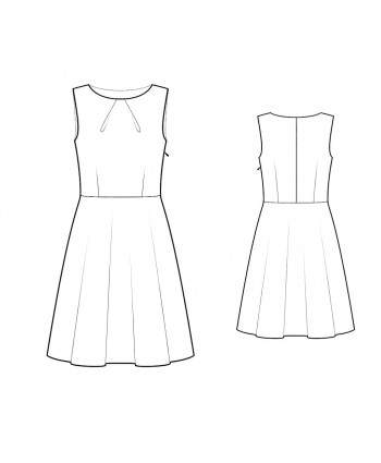 Custom-Fit Sewing Patterns - Pleated Crew Neck A-Line Skirt Dress