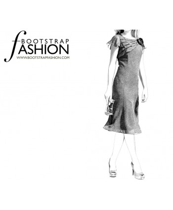 Custom-Fit Sewing Patterns - Chiffon Flutter Sleeves Dress