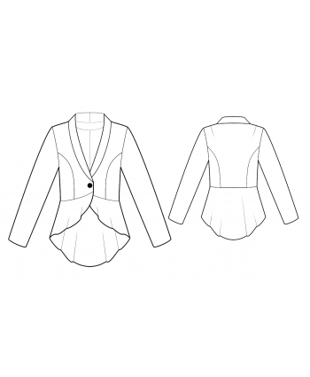 Custom-Fit Sewing Patterns - Long-Sleeved Fitted Jacket with Peplum Fish Tail