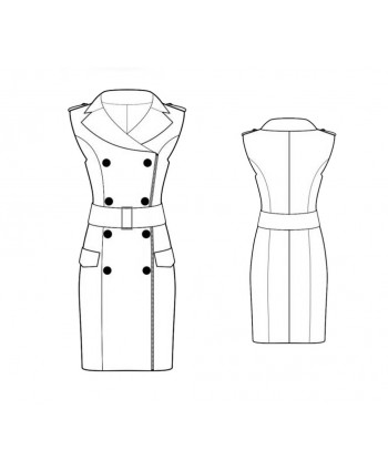 Custom-Fit Sewing Patterns - Double Breasted Sleeveless Trench Dress
