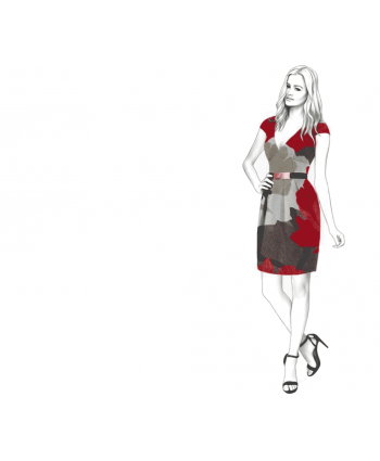 Custom-Fit Sewing Patterns - V-Neck Dress With Draped Skirt