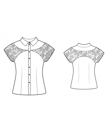 Custom-Fit Sewing Patterns - Button Down Blouse With Lace Sleeves