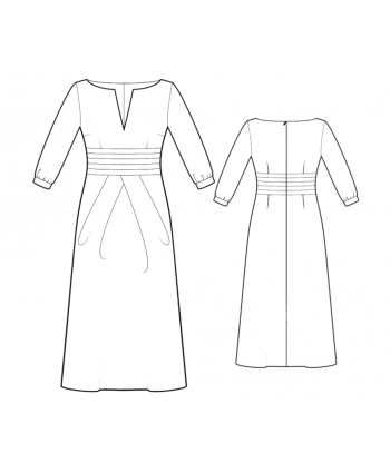 Custom-Fit Sewing Patterns - Slit Neck Dress With Draped Cinched Waist