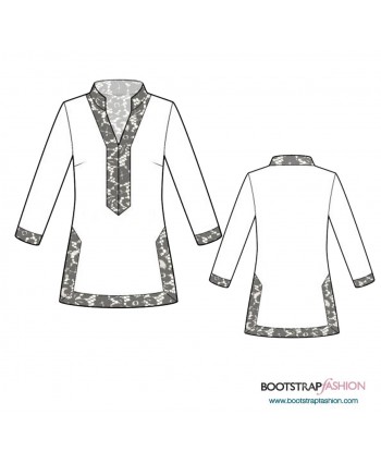 Custom-Fit Sewing Patterns - Long SleeveTunic With Collar Stand