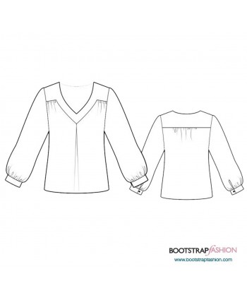 Custom-Fit Sewing Patterns - Blouse With V-Neckline