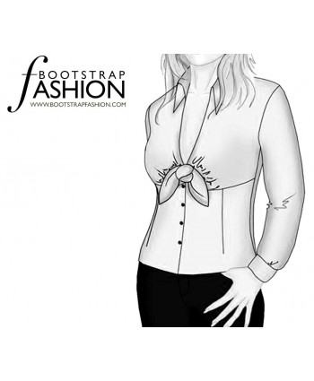 Custom-Fit Sewing Patterns - Fitted Blouse with Tie Neck