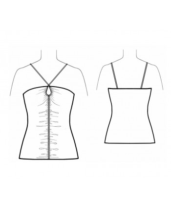 Custom-Fit Sewing Patterns - Ruched Front Knit Tube With Halter Ties