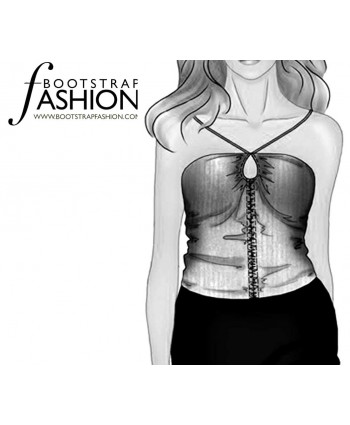 Custom-Fit Sewing Patterns - Ruched Front Knit Tube With Halter Ties