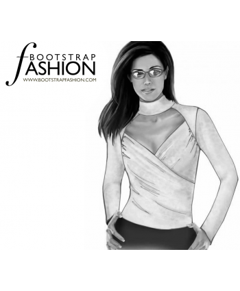 Custom-Fit Sewing Patterns - Turtle Neck Chest Cut Out Top 