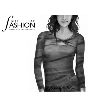 Custom-Fit Sewing Patterns - Knit High Neck Twist Top